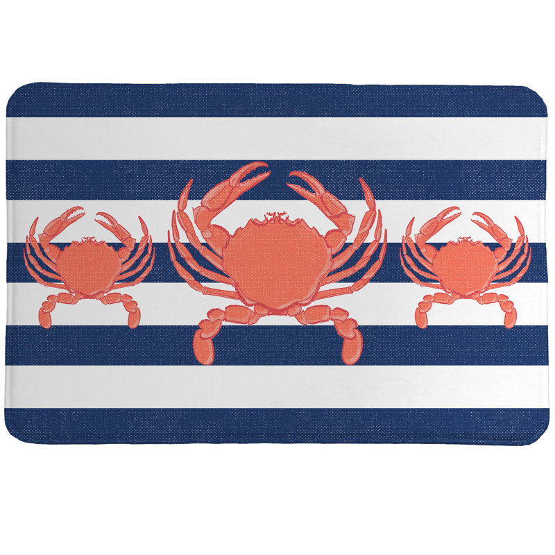 Blue Stripe Memory Foam Rectangular Accent Rug