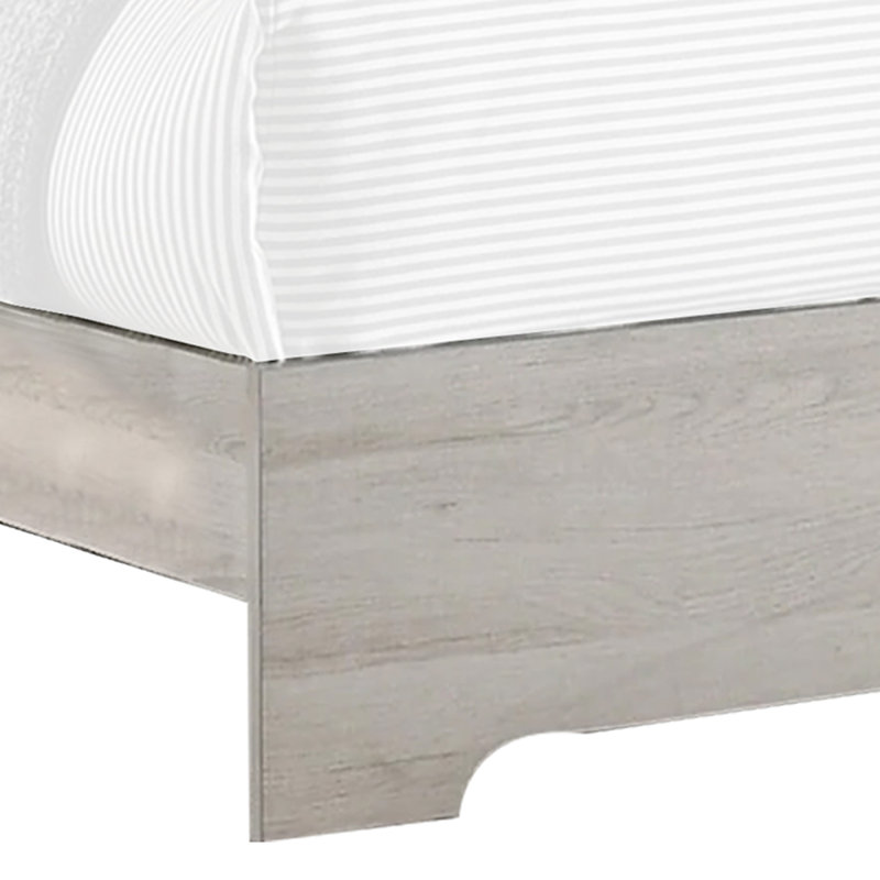 Lit plateforme avec tête de lit Cuzzy, bois blanc à profil bas, Grand