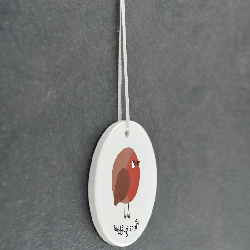 Sanson Robin Bobbing Robin Circle Shaped Ceramic Ornament