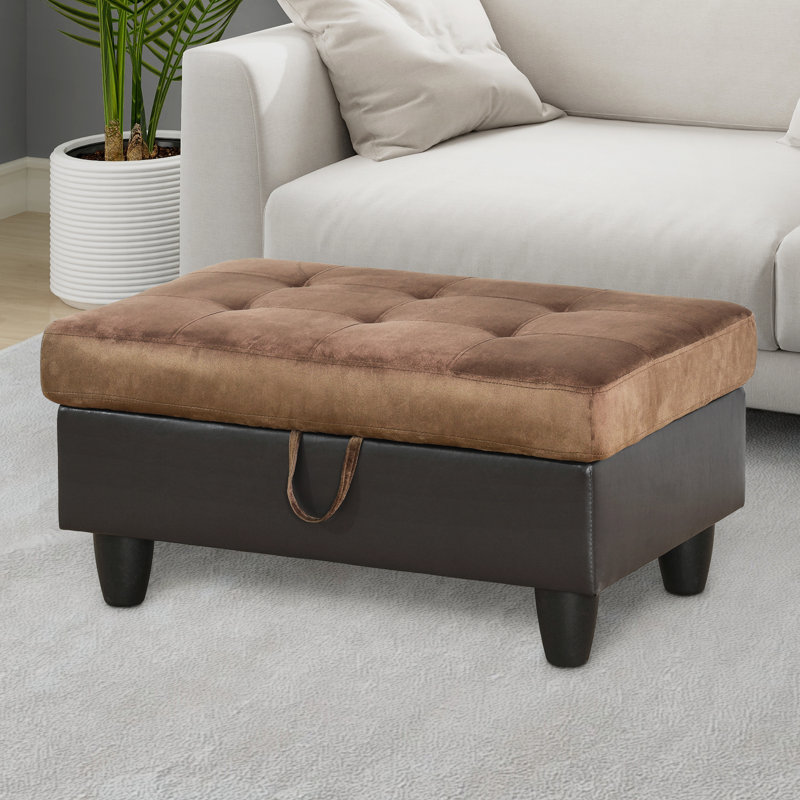 Repose-pieds en cuir Kayda, Similicuir brun