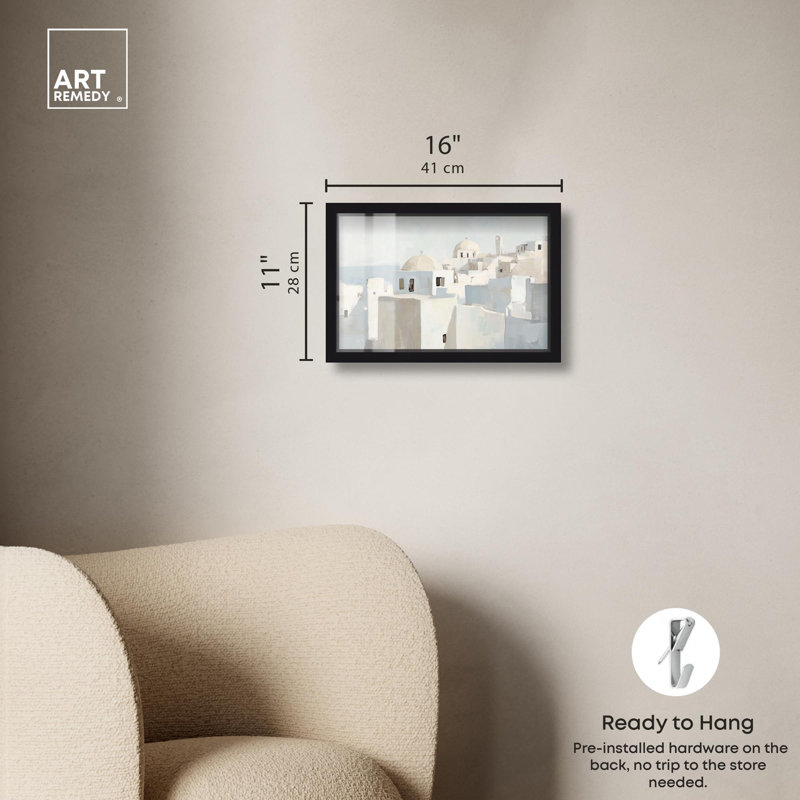 «Domes City II Shadowbox», impression de paysage par Art Remedy, H 11 po x l 16 po, Noir