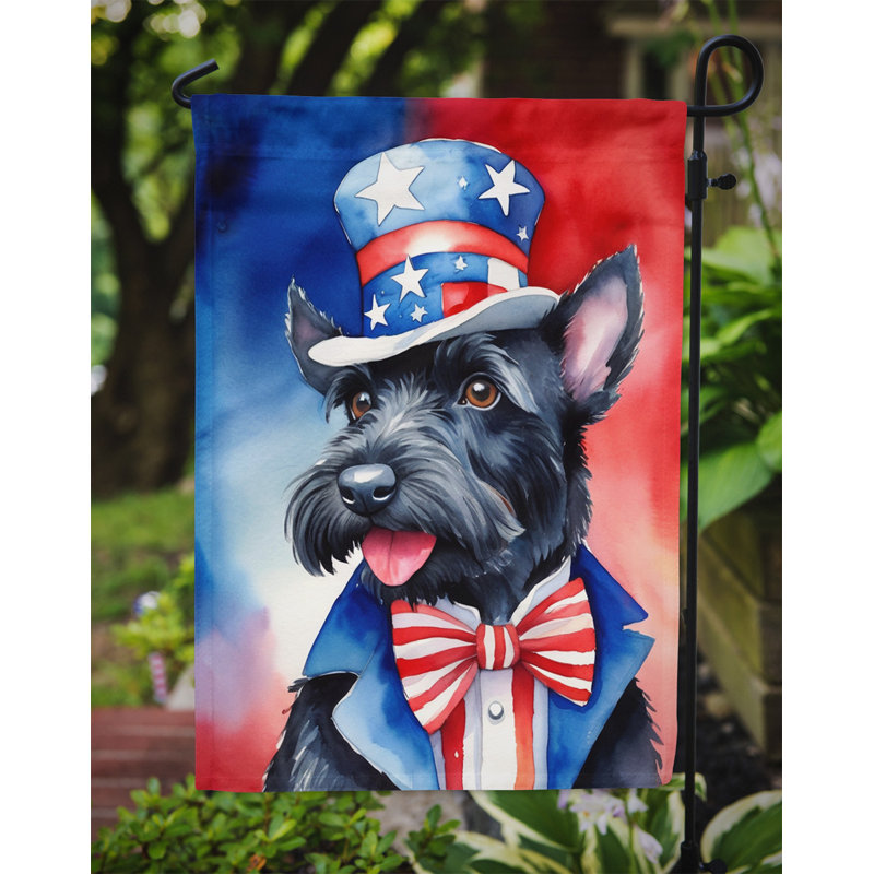 Drapeau patriotique du jardin américain, Terrier écossais noir multicolore