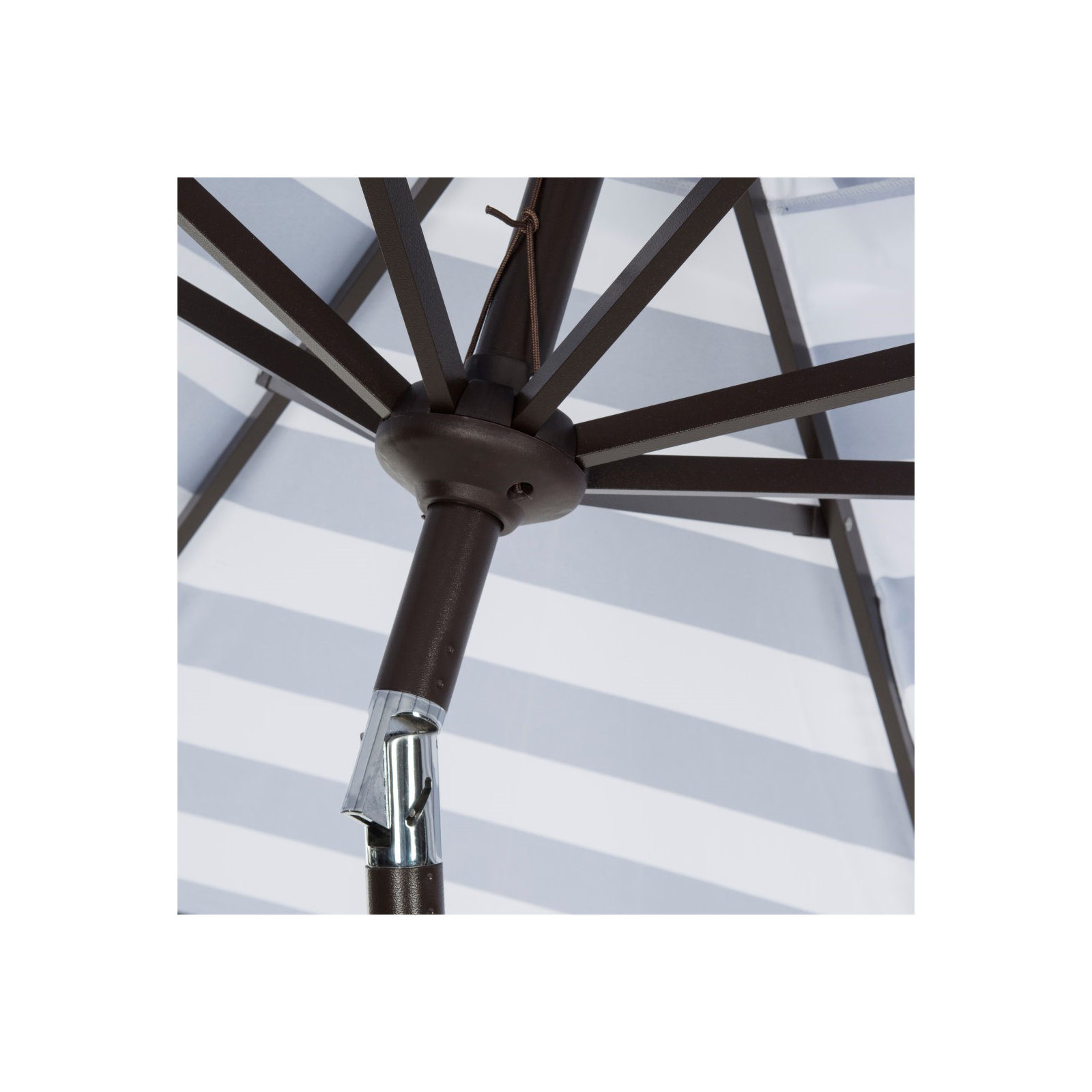 100.79'' Outdoor Umbrella, Navy/White, Brown