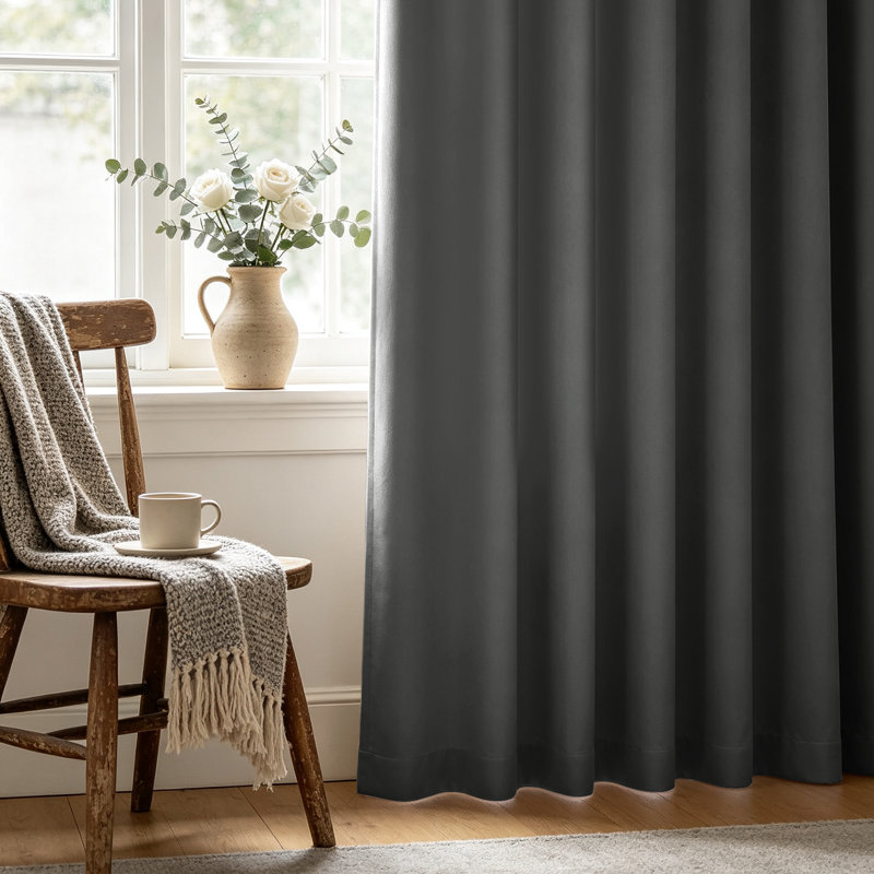 Grommet Top Blackout Room Darkening Curtains, Solid Thermal Insulated Polyester Window Curtain Set, 2 Panels, 52" W x 72" L