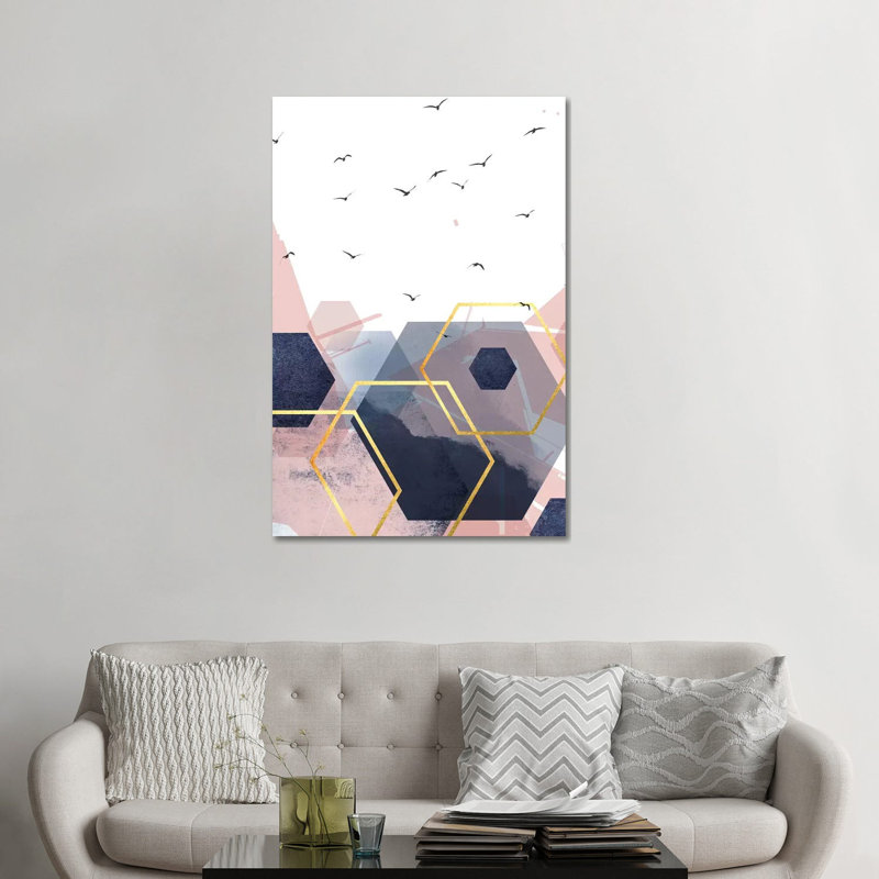 Abstrait bleu marine doré II par Urban Epiphany - impression d'art graphique, Aucun mat, H 48 po x l 32 po x P 1,5 po