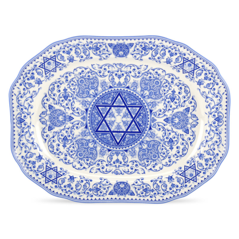 Spode Judaica Oval Platter - Blue/White