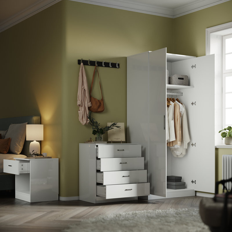 76*47*180cm, 3 Piece Bedroom Set, White