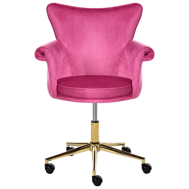 17 Stories Velvet Office Chair, Pink