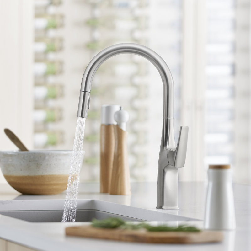 Rivana High-Arc Pull-Down Dual-Spray Kitchen Faucet, Stainless