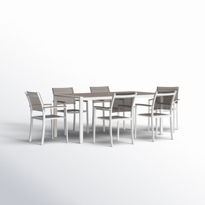 Aynura 6-Person Aluminum Patio Dining Set with Rectangular Table