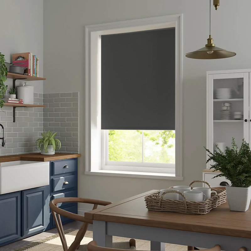 Blackout Roll-Up Blind, Black, 80 cm L x 210 cm W