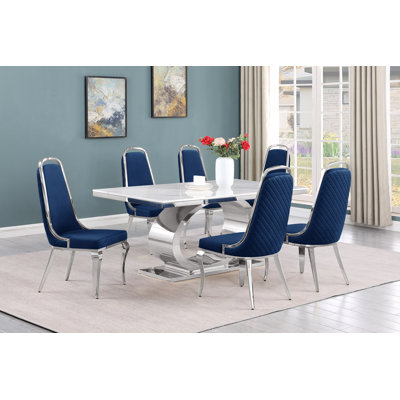 Khiri Marble Top Pedestal Dining Set