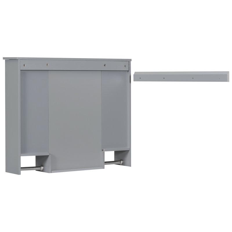 Armoire de salle de bain murale avec miroir, Gris
