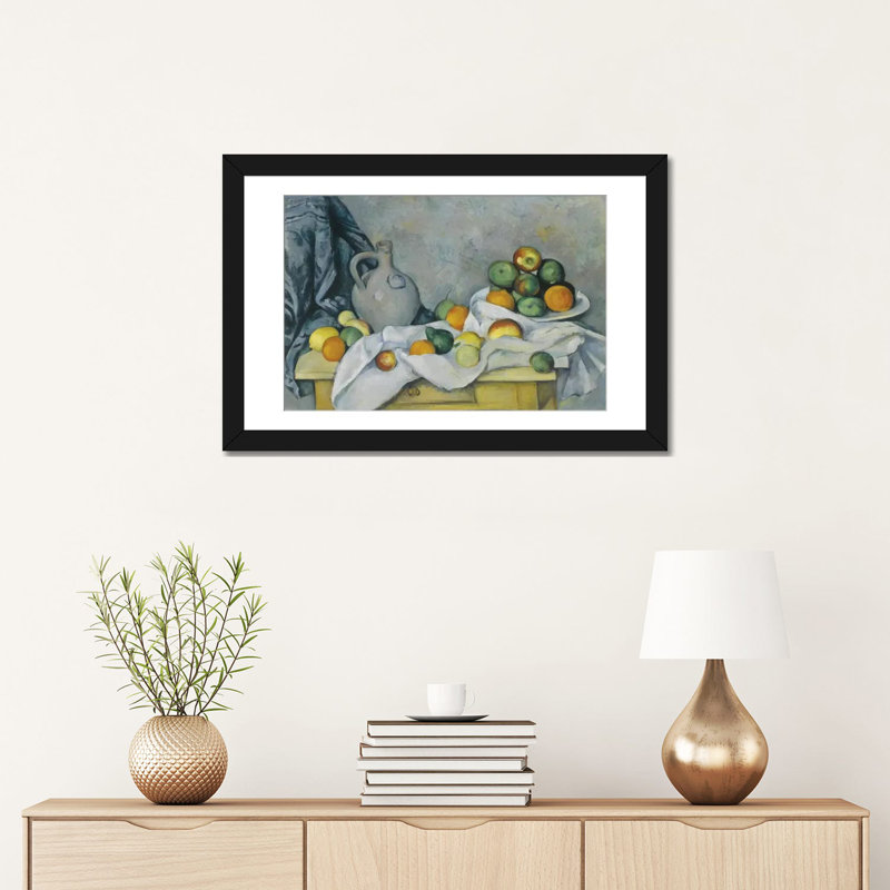 «Curtain (Jug and Bowl of Fruit)», 1893-1894 par Paul Cezanne, reproduction d'art sur toile, H 24 po x l 32 po x P 1 po