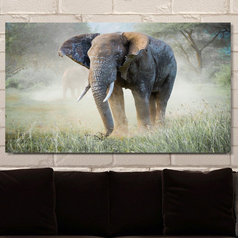 « éléphant », reproduction de photo sur toile tendue, H 36 po x l 60 po x p 1,5 po