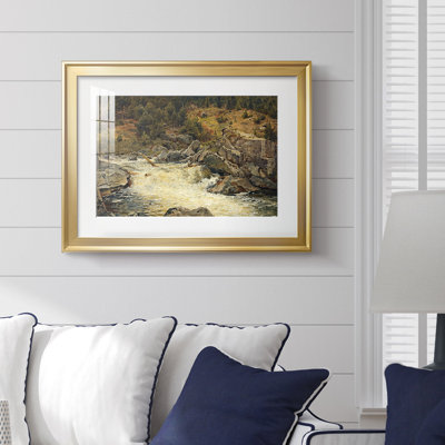 Mountain Stream, Hallingdal-Hans Gude-Framed Print with Mat and glass-1848