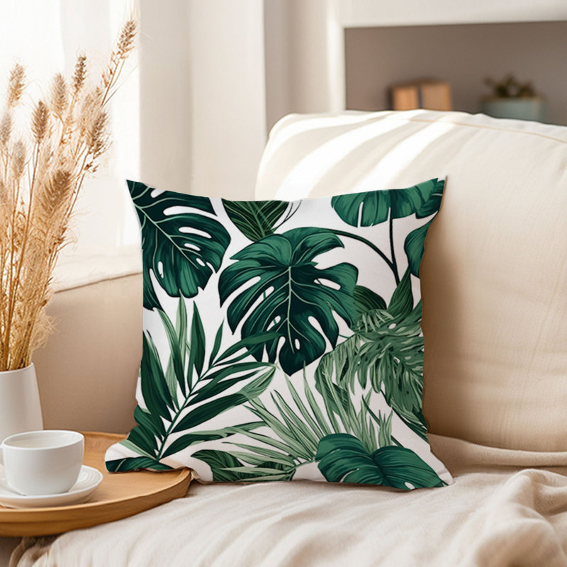 Animals William Morris Birds Damask Pattern I Cottage, 20" H x 20" W, Botanical Monstera Leaves I Tropical Plants