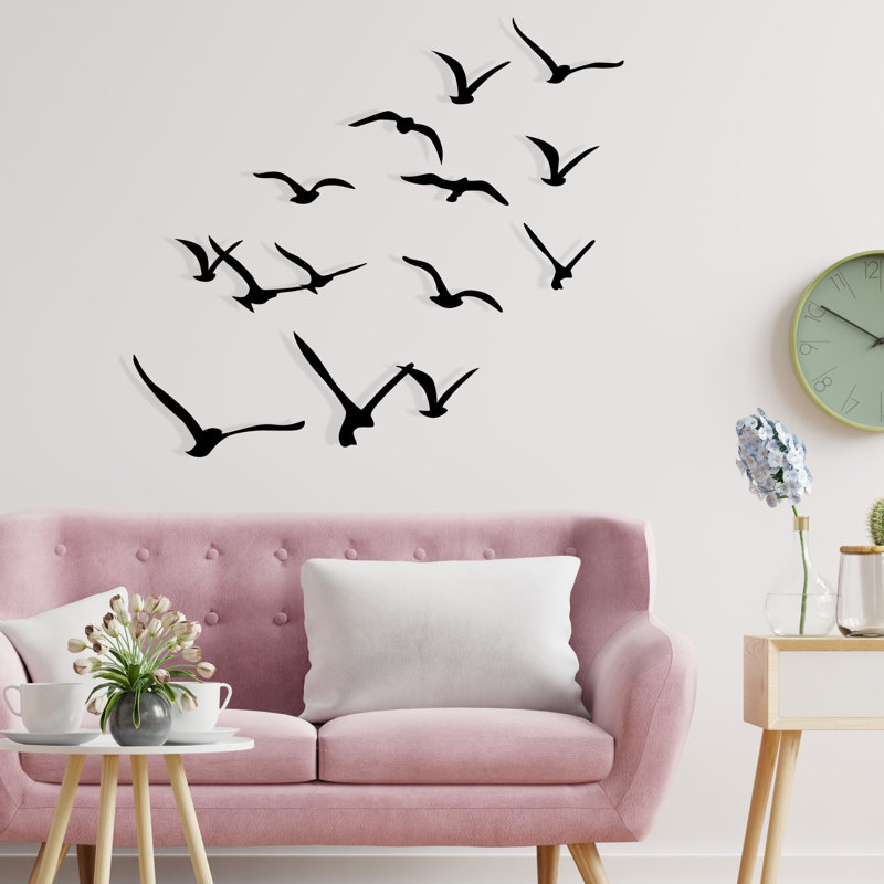 Elegant Decorative Metal Wall Accessory Set (11 Pieces), Black Finish, Sizes Range from 4.7 x 11.8 inches to 12 x 11.5 inches | 100% Metal, Thickness: 0.05 inches | Perfect for Home Décor, Unique Bird Designs