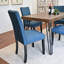 5 tables de salle à manger en épingle à cheveux, 4 chaises, finition pin foncé, mobilier de salle à manger et pin, base en métal