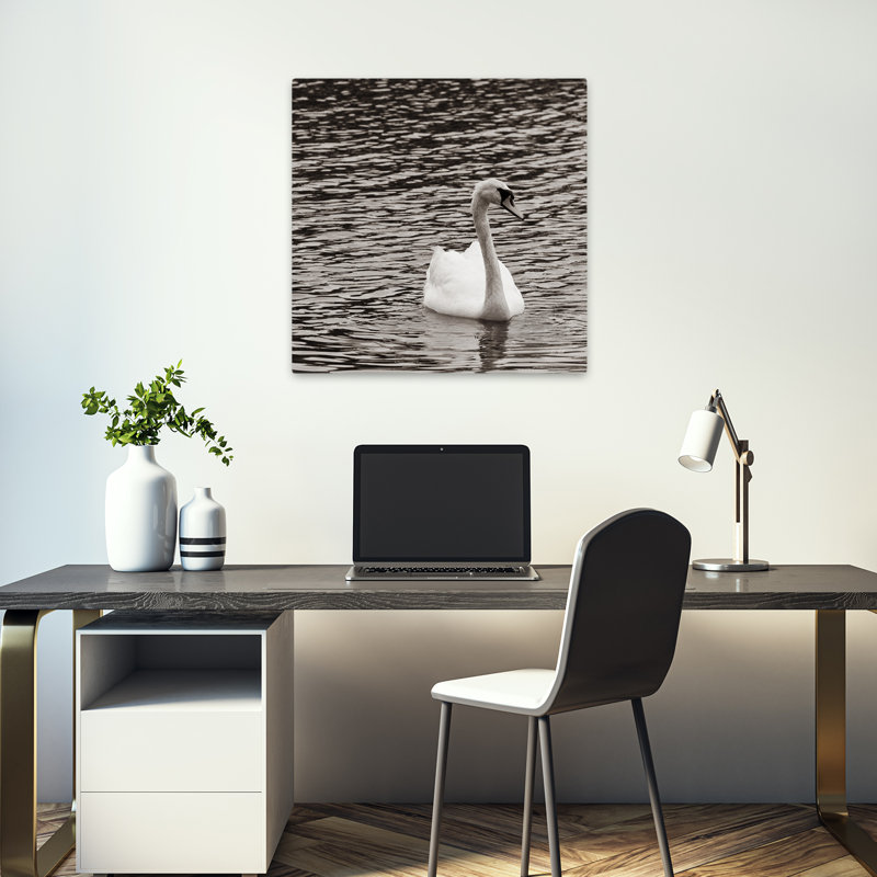 Cygne simple, art contemporain, H 18 po x l 18 po