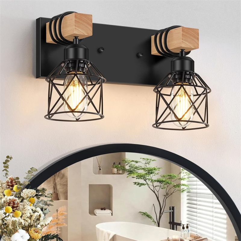 Dimmable Vanity Light, 2 Lights, Black