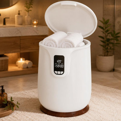 20L Towel Warmer Bucket with Digital Display, Child Lock & Stainless Steel Liner, White