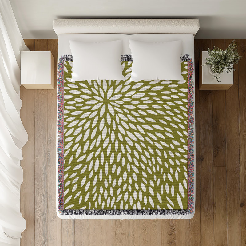 Jeté en coton Addy, Chartreuse, 60 po x 80 po