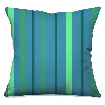 Green Blue Stripes Double Sided Throw Pillows