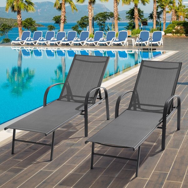 Arlmont & Co. Gladston Outdoor Metal Chaise Lounge | Wayfair