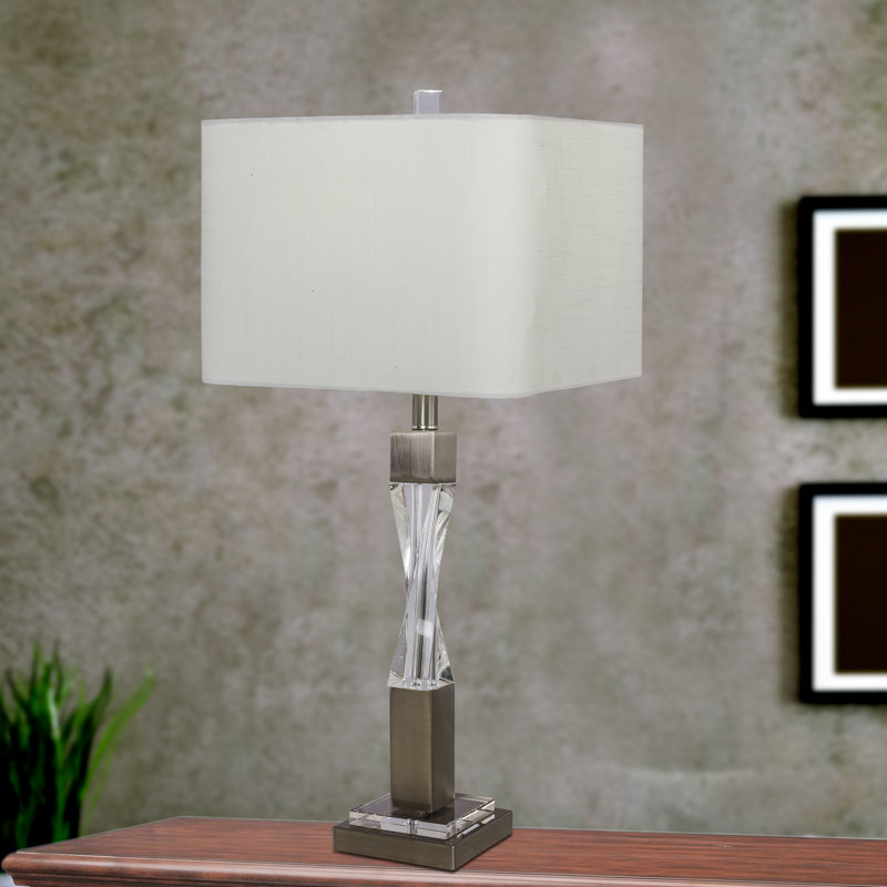 Lampe de table 30 po Riddleville, Acier brossé, Beige