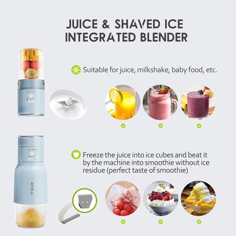 Ice Shaver Machine Portable Blender 2 In 1, Shaved Ice Machine For Home, Snow Cone Machine Ice Shaver Machine, Portable Blender For Shakes And Smoothies, Cordless Electric, Rechargeable