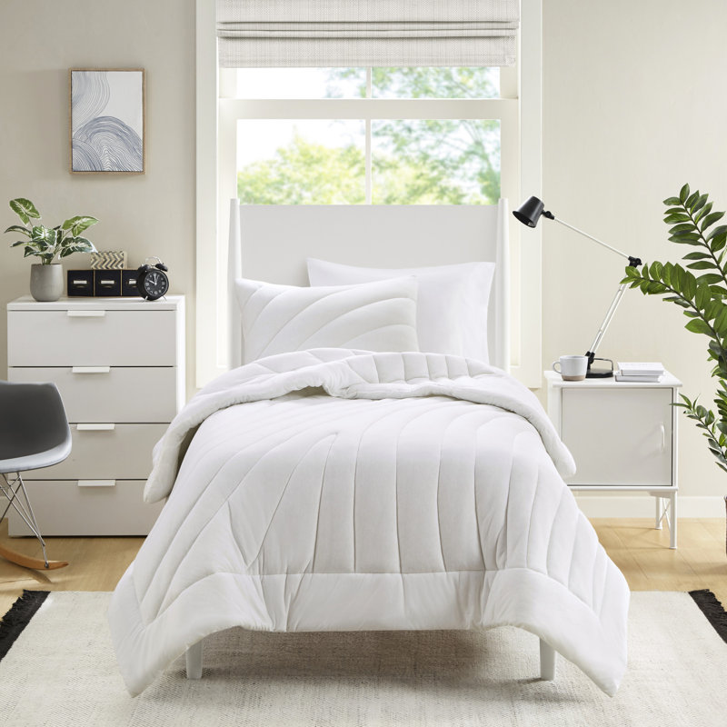 Édredon blanc / très grand 3 pièces Puffy 350 g / m², lavable en machine