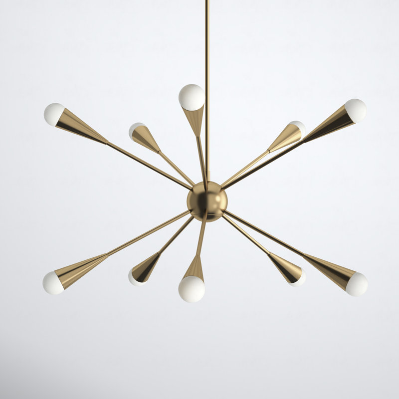 Addley 10 - Light Dimmable Sputnik Sphere Chandelier, Burnished Brass