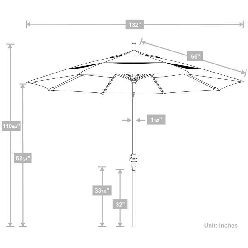 Parasol de marché 132 po Sunbrella, Sunbrella® régate Cabana