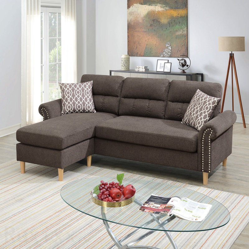 Ensemble de canapé modulaire réversible en polyfibre brun clair