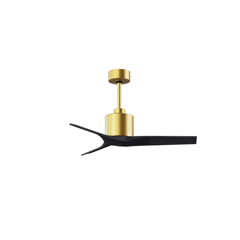 Ventilateur de plafond standard à 3 pales Ertugrul, Laiton brossé, 42", Noir mat