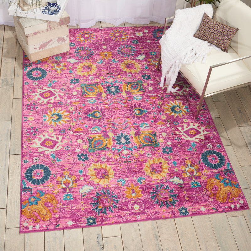 Geomar Floral Area Rug, Rectangle 160 x 221cm