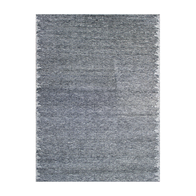 Tapis marocain en laine à poils longs noir / blanc, Rectangle 12 pi x 15 pi