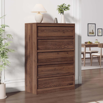5 Drawer Dresser for Bedroom, 43.3" Tall Wooden Storage Chest with Deep Drawers for Closet, Living Room