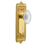 Egg & Dart Plate with Decorative Keyhole and Crystal Victorian Knob