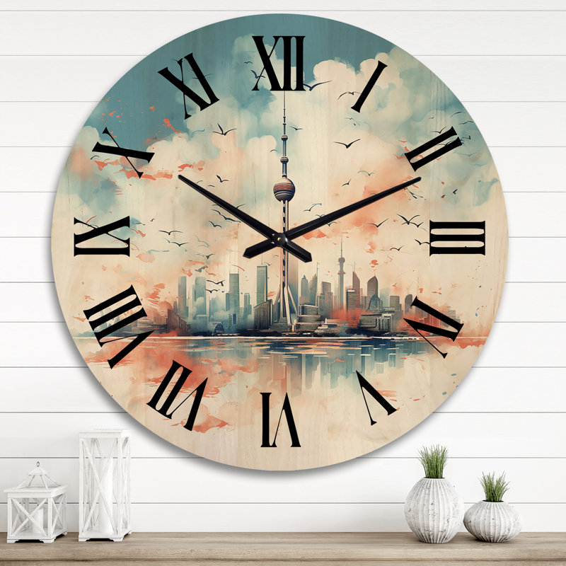 Horloge murale en bois massif Opas, Très grand