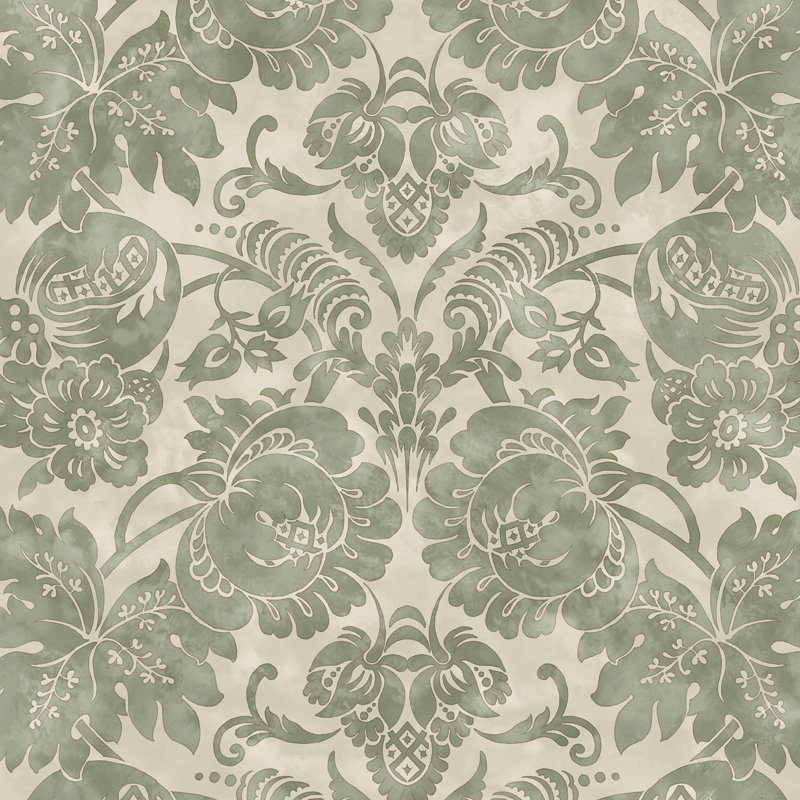  Florentine Antique Gold Wallpaper, Green
