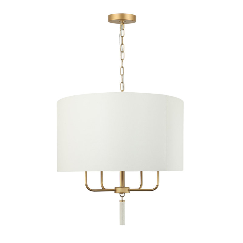 4 - Light Pendant, White, Painted Gold