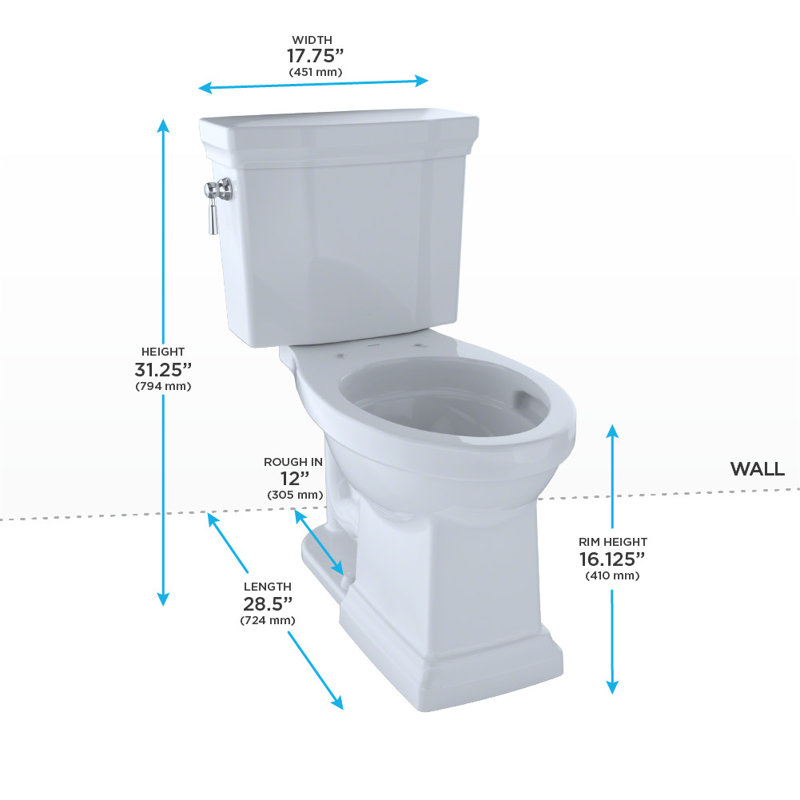 Promenade® II 1 GPF Elongated Two-Piece Toilet (Seat Not Included), Cotton, Left-Hand