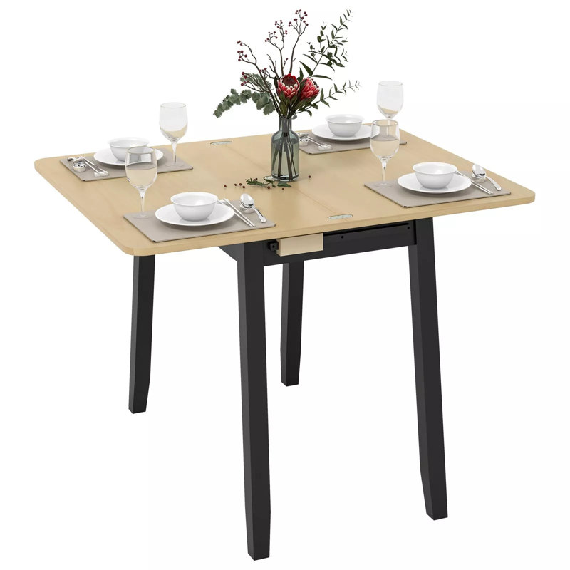 Extendable Dining Table Space-Saving Folding Kitchen Table W/Storage Compartment