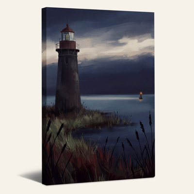 Peinture de phare au crépuscule, toile murale d'Halloween