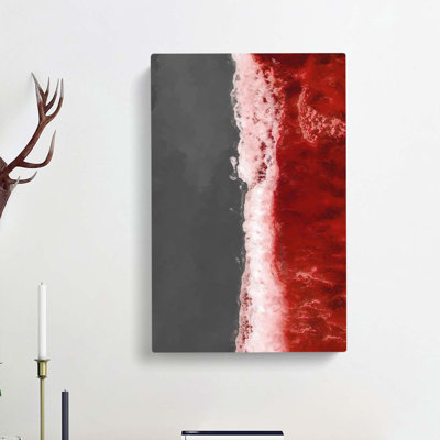 The Red Ocean Waves In Abstract - Wrapped Canvas