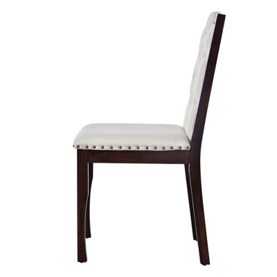 High Back Dining Chairs Set of 4 with Diamond Button Tufting and Nailhead Trim