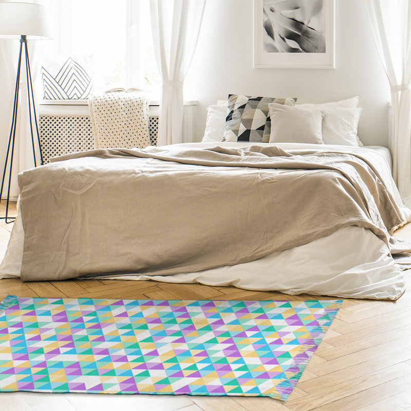 Triangle bleu/vert/jaune Tapis décoratif, non
