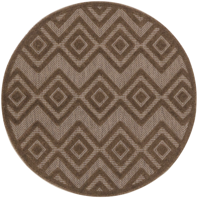 Laesha Geometric Indoor/Outdoor Area Rug, Round 4'